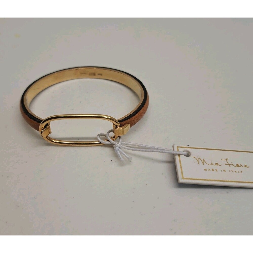 Mia Fiore Bronze Bracelet Leather Inlay With Oval Hook Closure